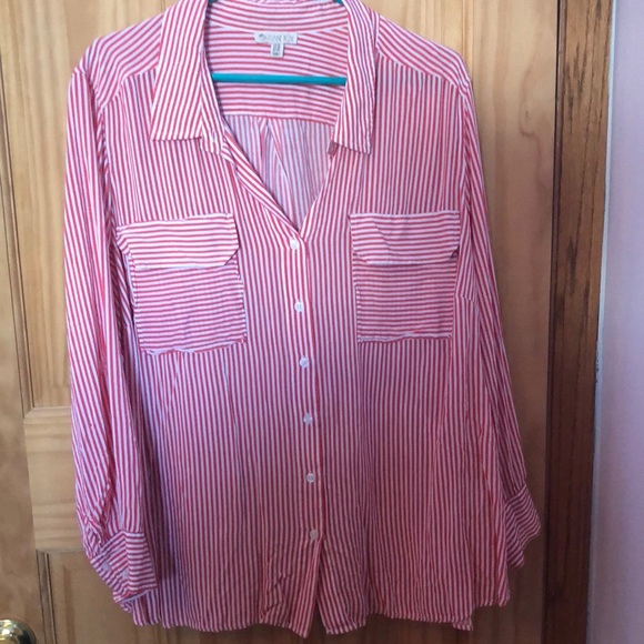 Elaine rose red/white stripes top - Picture 1 of 4